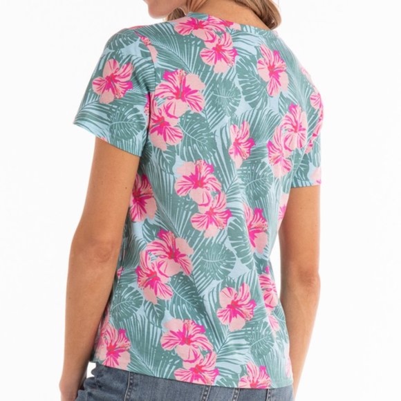 FRESH PRODUCE Hibiscus Bush V-Neck Tee - Picture 2 of 2